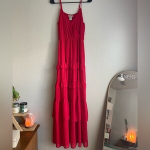 Red Ruffle Maxi Dress